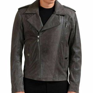 Versace Collection Leather  Full Zip Men's Jacket